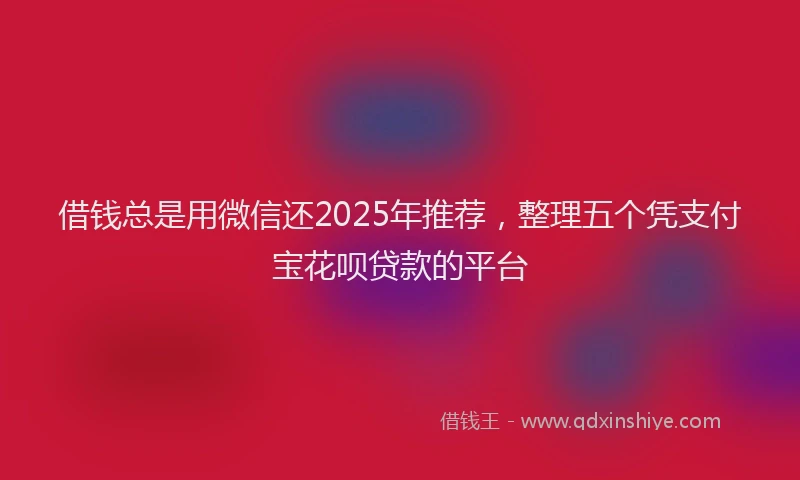 借钱总是用微信还2025年推荐，整理五个凭支付宝花呗贷款的平台