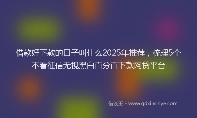 借款好下款的口子叫什么2025年推荐，梳理5个不看征信无视黑白百分百下款网贷平台