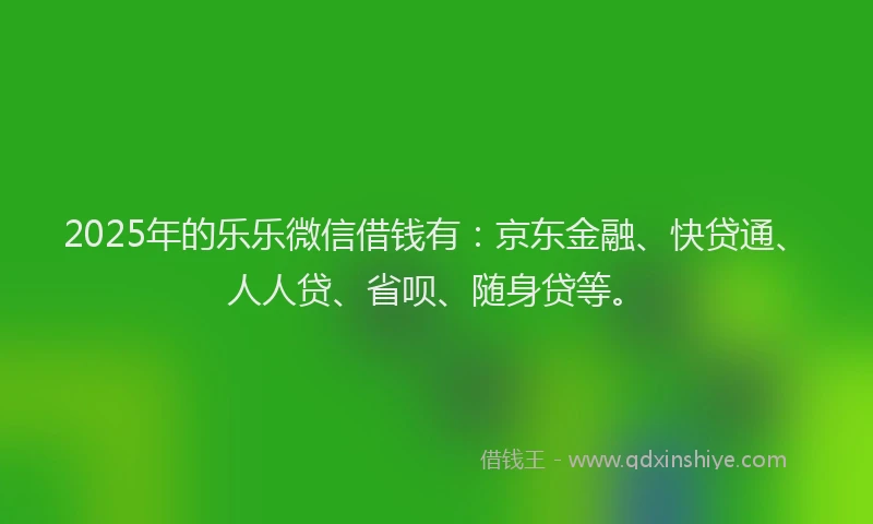 2025年的乐乐微信借钱有：京东金融、快贷通、人人贷、省呗、随身贷等。