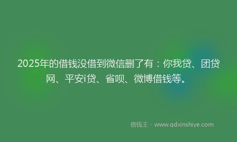 2025年的借钱没借到微信删了有：你我贷、团贷网、平安i贷、省呗、微博借钱等。