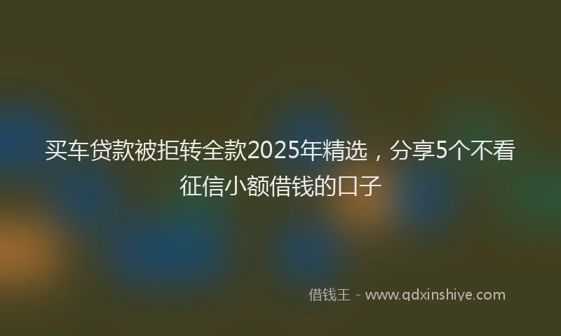 买车贷款被拒转全款2025年精选，分享5个不看征信小额借钱的口子