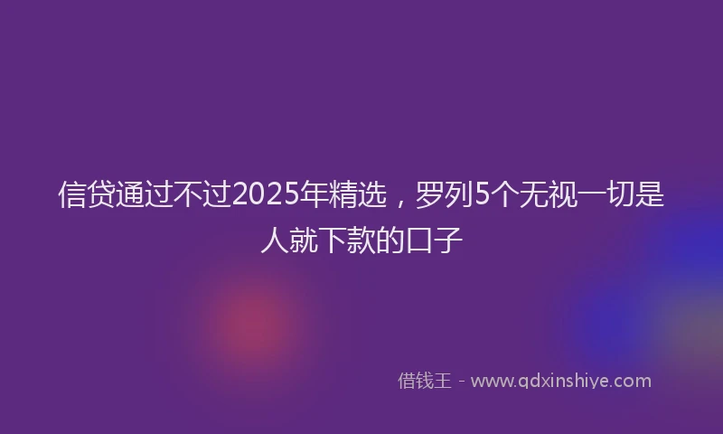 信贷通过不过2025年精选，罗列5个无视一切是人就下款的口子