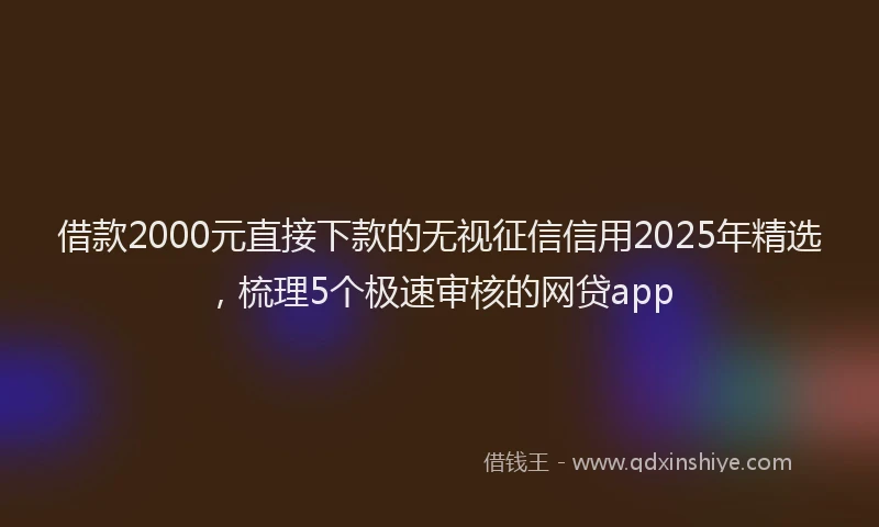 借款2000元直接下款的无视征信信用2025年精选，梳理5个极速审核的网贷app