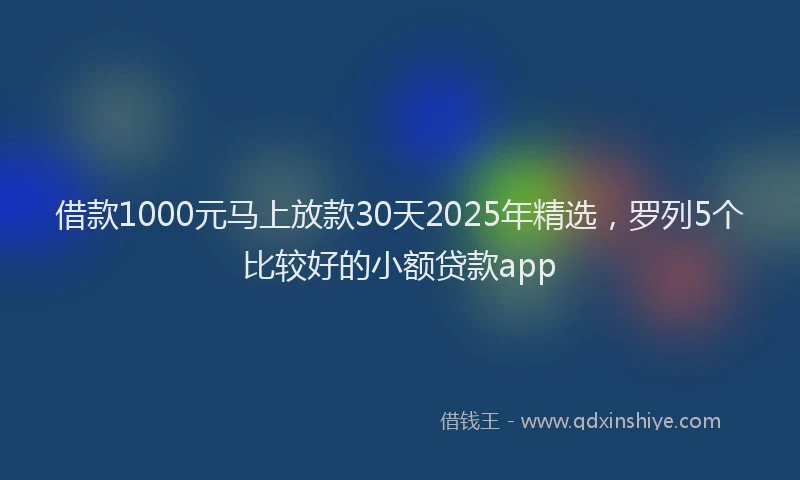借款1000元马上放款30天2025年精选，罗列5个比较好的小额贷款app