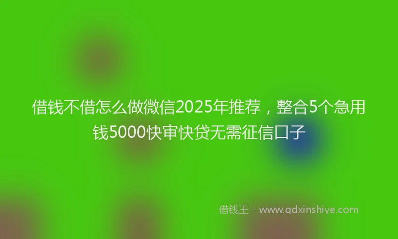 借钱不借怎么做微信2025年推荐，整合5个急用钱5000快审快贷无需征信口子
