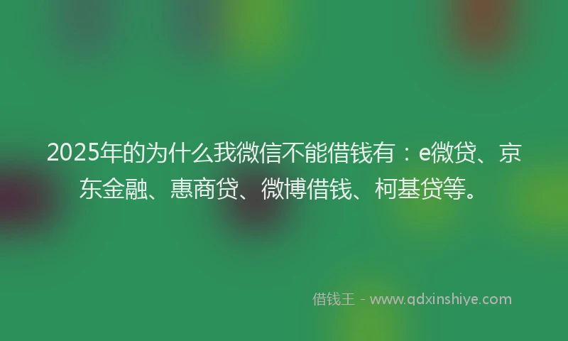 2025年的为什么我微信不能借钱有：e微贷、京东金融、惠商贷、微博借钱、柯基贷等。