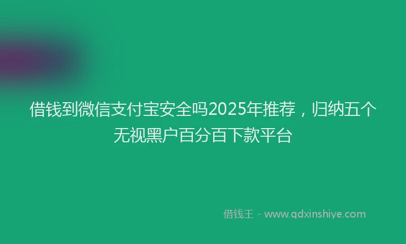 借钱到微信支付宝安全吗2025年推荐，归纳五个无视黑户百分百下款平台
