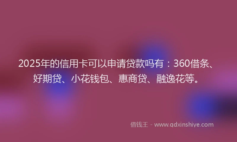 2025年的信用卡可以申请贷款吗有：360借条、好期贷、小花钱包、惠商贷、融逸花等。