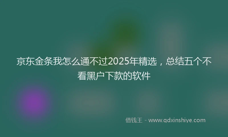 京东金条我怎么通不过2025年精选，总结五个不看黑户下款的软件
