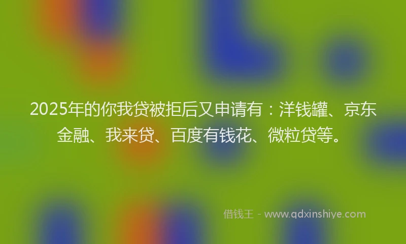 2025年的你我贷被拒后又申请有：洋钱罐、京东金融、我来贷、百度有钱花、微粒贷等。