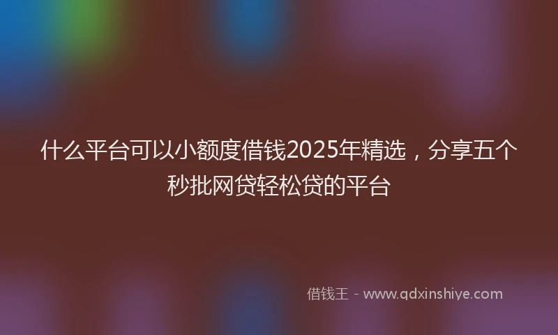 什么平台可以小额度借钱2025年精选，分享五个秒批网贷轻松贷的平台