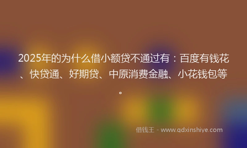 2025年的为什么借小额贷不通过有：百度有钱花、快贷通、好期贷、中原消费金融、小花钱包等。