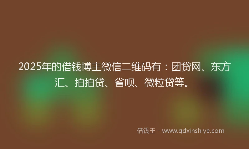 2025年的借钱博主微信二维码有：团贷网、东方汇、拍拍贷、省呗、微粒贷等。