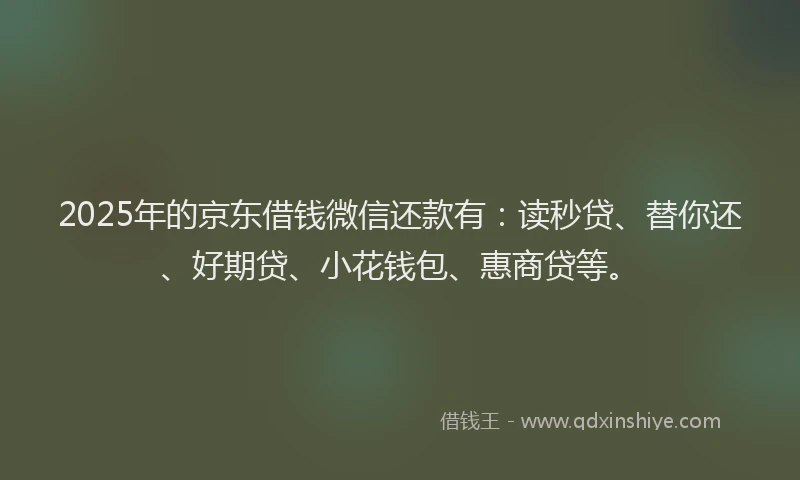 2025年的京东借钱微信还款有：读秒贷、替你还、好期贷、小花钱包、惠商贷等。