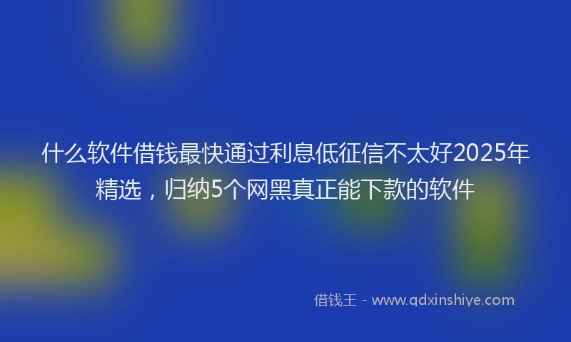 什么软件借钱最快通过利息低征信不太好2025年精选，归纳5个网黑真正能下款的软件