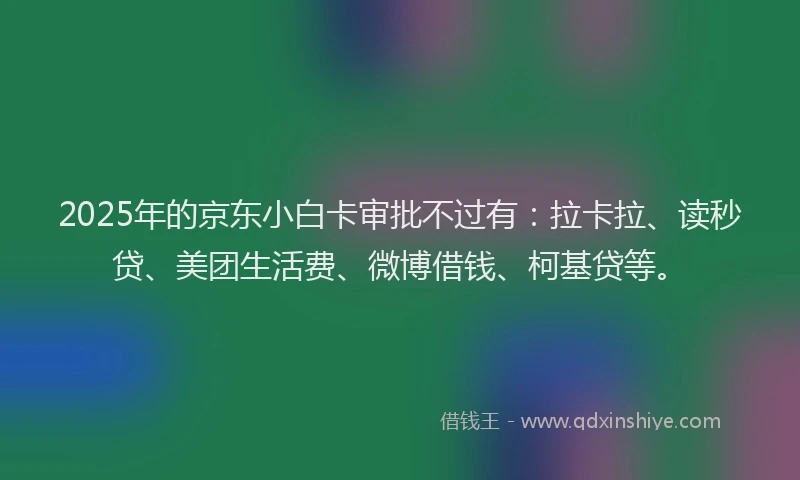 2025年的京东小白卡审批不过有：拉卡拉、读秒贷、美团生活费、微博借钱、柯基贷等。