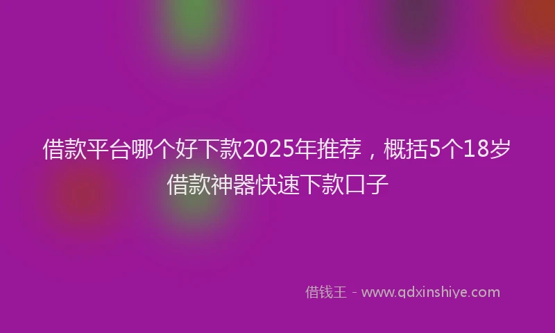 借款平台哪个好下款2025年推荐，概括5个18岁借款神器快速下款口子