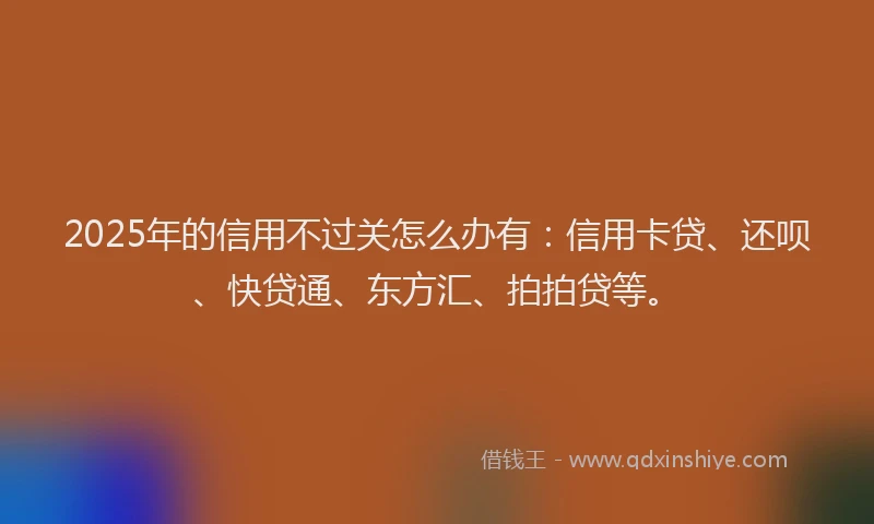 2025年的信用不过关怎么办有：信用卡贷、还呗、快贷通、东方汇、拍拍贷等。
