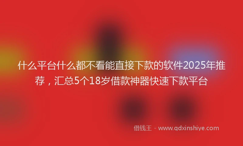 什么平台什么都不看能直接下款的软件2025年推荐，汇总5个18岁借款神器快速下款平台