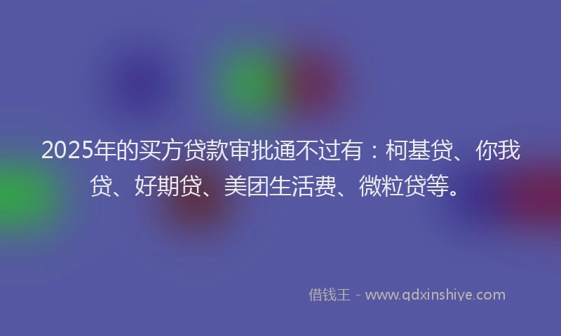 2025年的买方贷款审批通不过有：柯基贷、你我贷、好期贷、美团生活费、微粒贷等。