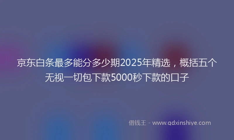 京东白条最多能分多少期2025年精选，概括五个无视一切包下款5000秒下款的口子