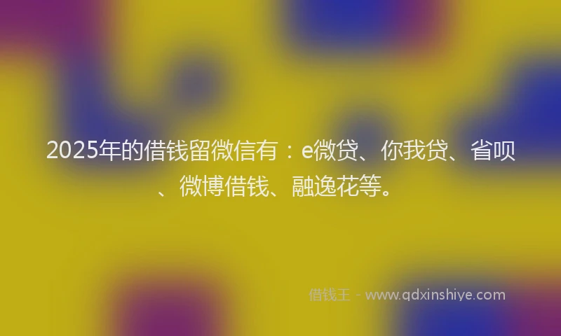 2025年的借钱留微信有：e微贷、你我贷、省呗、微博借钱、融逸花等。