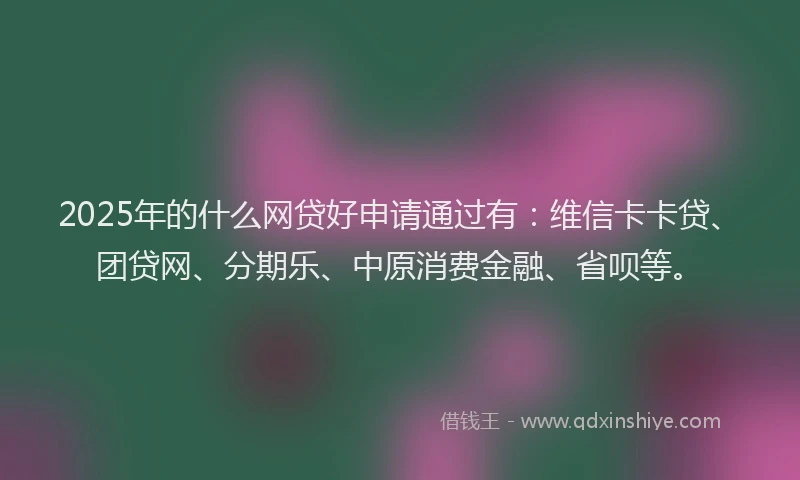 2025年的什么网贷好申请通过有：维信卡卡贷、团贷网、分期乐、中原消费金融、省呗等。