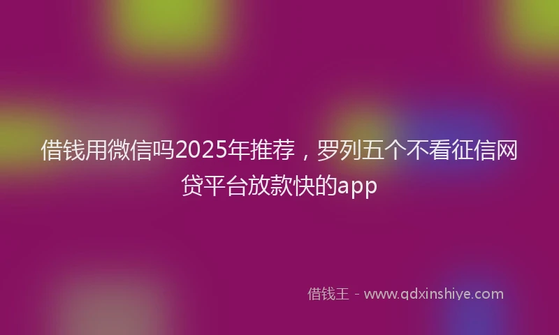 借钱用微信吗2025年推荐，罗列五个不看征信网贷平台放款快的app