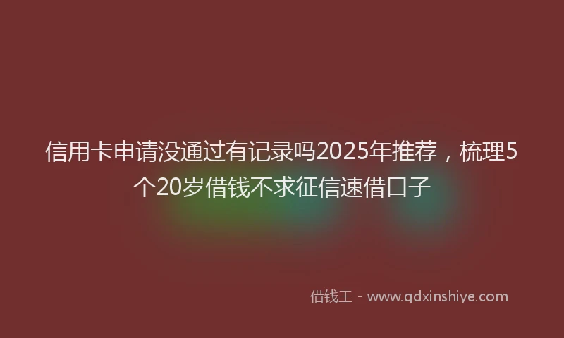 信用卡申请没通过有记录吗2025年推荐，梳理5个20岁借钱不求征信速借口子