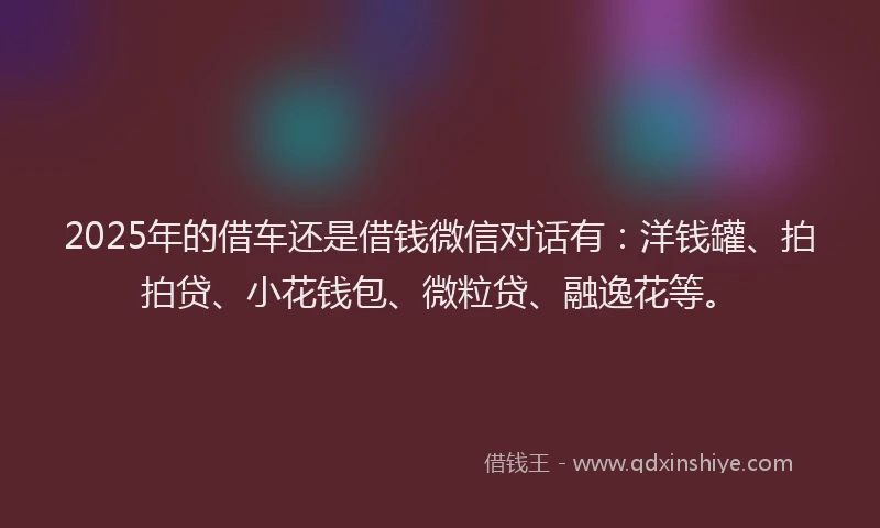 2025年的借车还是借钱微信对话有：洋钱罐、拍拍贷、小花钱包、微粒贷、融逸花等。