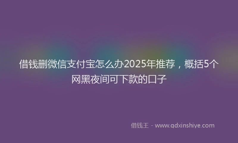 借钱删微信支付宝怎么办2025年推荐，概括5个网黑夜间可下款的口子