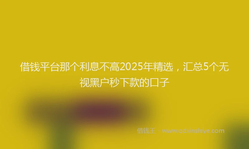 借钱平台那个利息不高2025年精选，汇总5个无视黑户秒下款的口子