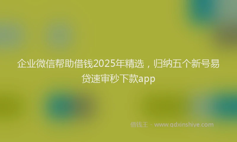 企业微信帮助借钱2025年精选，归纳五个新号易贷速审秒下款app