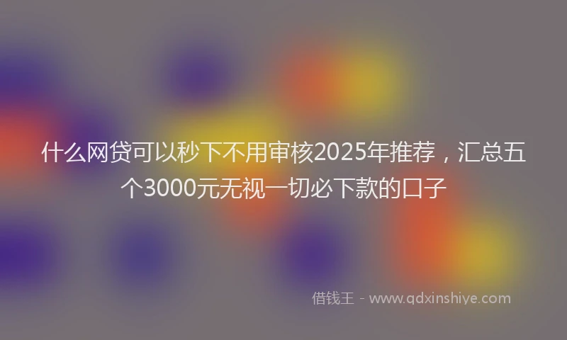 什么网贷可以秒下不用审核2025年推荐，汇总五个3000元无视一切必下款的口子