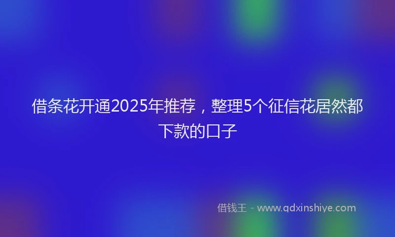 借条花开通2025年推荐，整理5个征信花居然都下款的口子