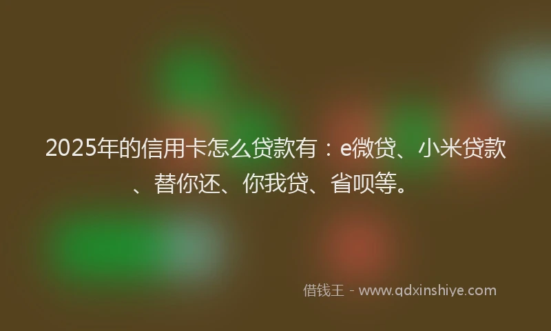 2025年的信用卡怎么贷款有：e微贷、小米贷款、替你还、你我贷、省呗等。