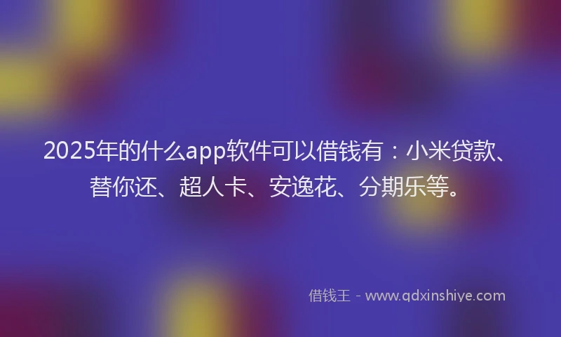 2025年的什么app软件可以借钱有：小米贷款、替你还、超人卡、安逸花、分期乐等。