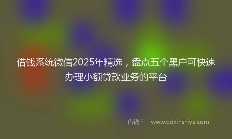 借钱系统微信2025年精选，盘点五个黑户可快速办理小额贷款业务的平台