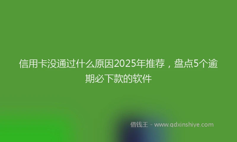 信用卡没通过什么原因2025年推荐，盘点5个逾期必下款的软件