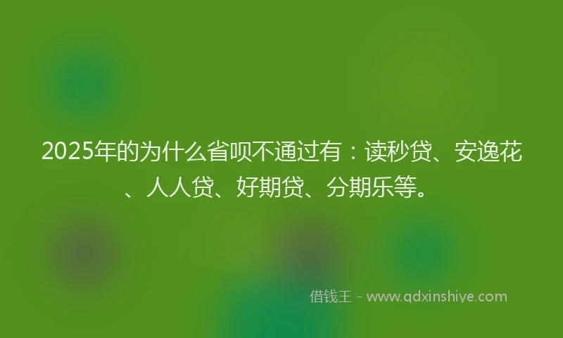 2025年的为什么省呗不通过有：读秒贷、安逸花、人人贷、好期贷、分期乐等。