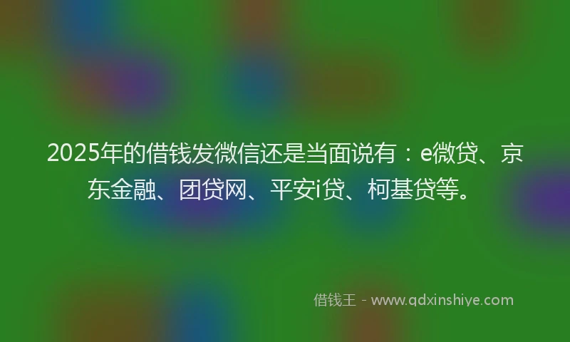 2025年的借钱发微信还是当面说有：e微贷、京东金融、团贷网、平安i贷、柯基贷等。