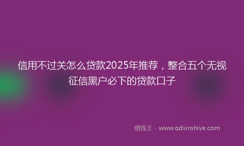 信用不过关怎么贷款2025年推荐，整合五个无视征信黑户必下的贷款口子