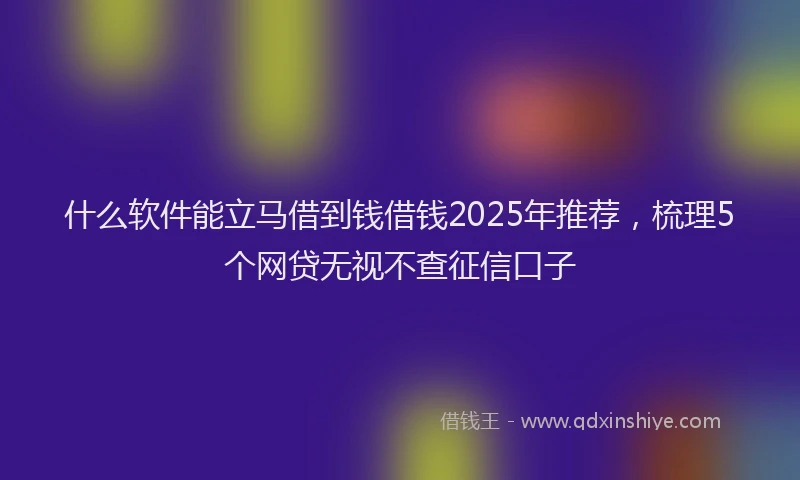 什么软件能立马借到钱借钱2025年推荐，梳理5个网贷无视不查征信口子