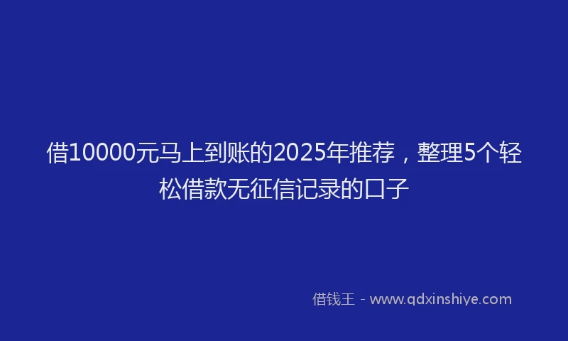 借10000元马上到账的2025年推荐，整理5个轻松借款无征信记录的口子