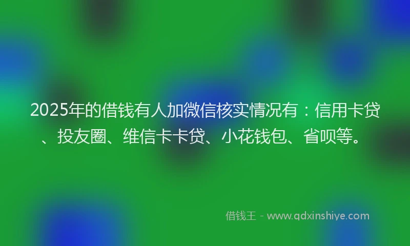 2025年的借钱有人加微信核实情况有：信用卡贷、投友圈、维信卡卡贷、小花钱包、省呗等。