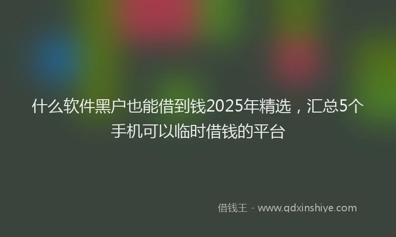 什么软件黑户也能借到钱2025年精选，汇总5个手机可以临时借钱的平台