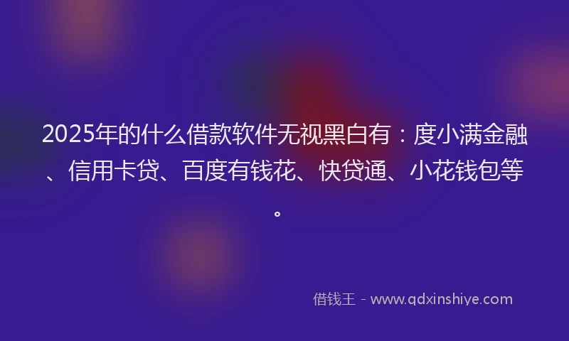 2025年的什么借款软件无视黑白有：度小满金融、信用卡贷、百度有钱花、快贷通、小花钱包等。