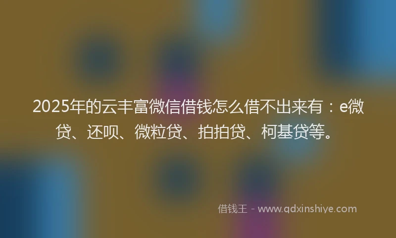 2025年的云丰富微信借钱怎么借不出来有：e微贷、还呗、微粒贷、拍拍贷、柯基贷等。
