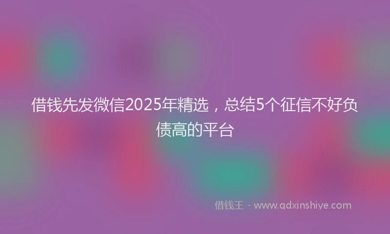 借钱先发微信2025年精选，总结5个征信不好负债高的平台