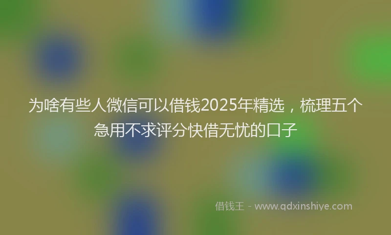 为啥有些人微信可以借钱2025年精选，梳理五个急用不求评分快借无忧的口子